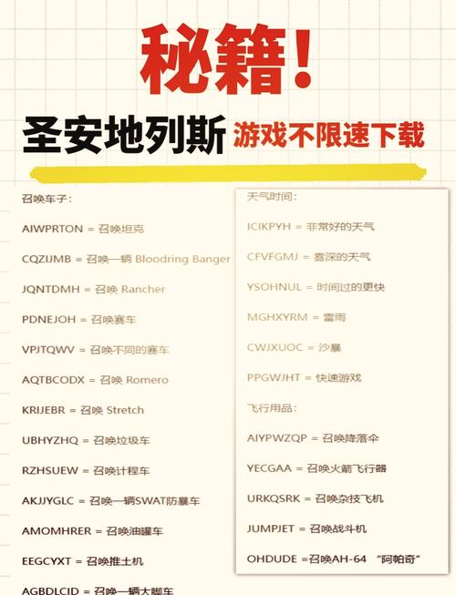圣安地列斯最全秘籍免付费